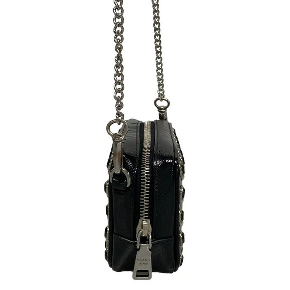 Auth PRADA - Black Patent Leather Shoulder Bag - Picture 4 of 16